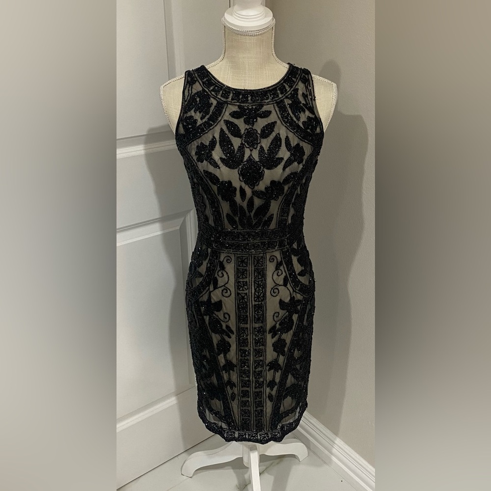 Theia Black Embellished Dress